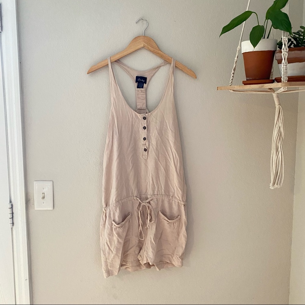 Cream/tan tank top romper